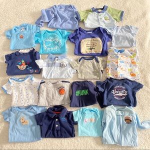 Bundle onesie baby boy newborn in white blue navy